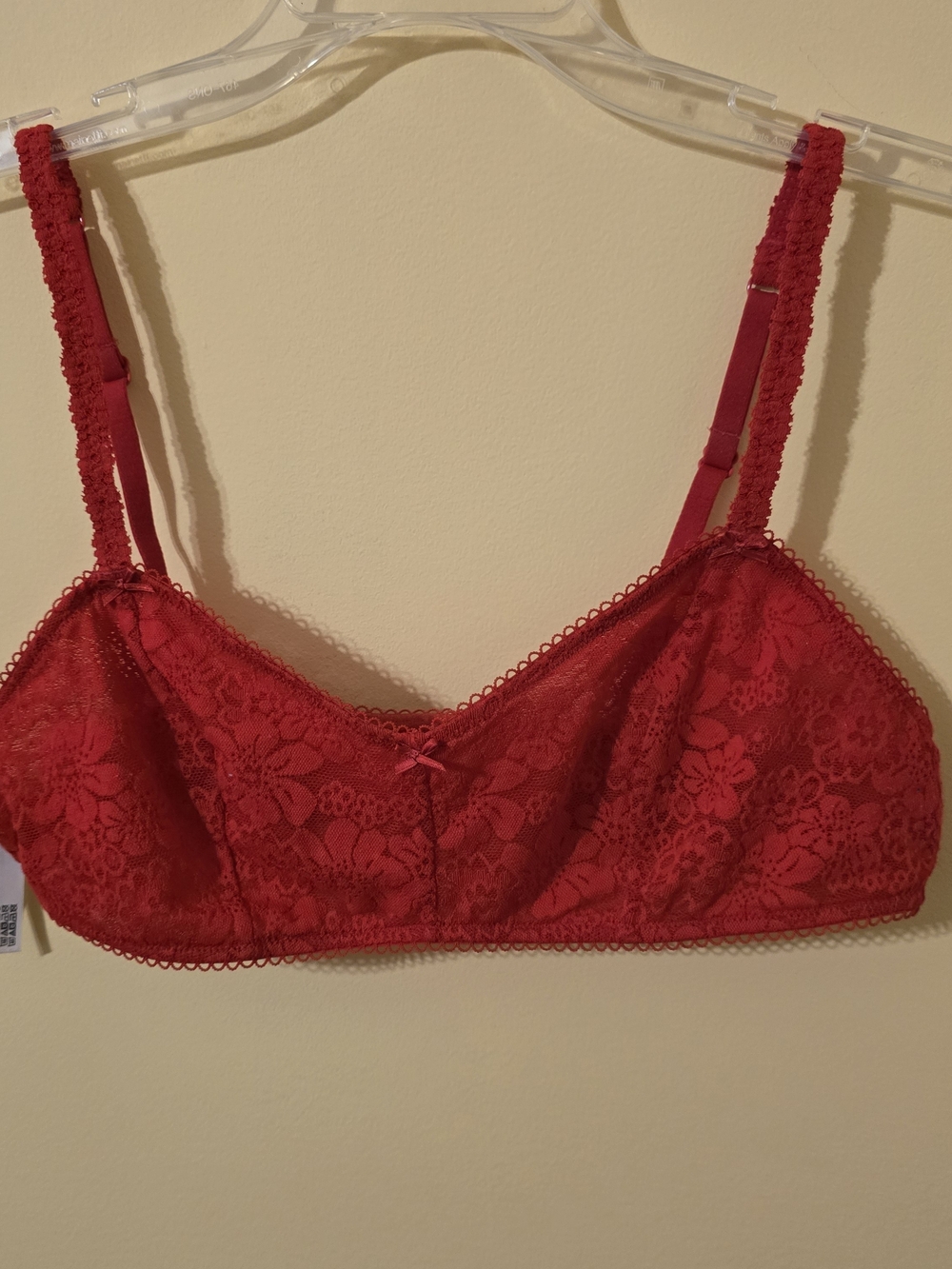 PINK Victoria's Secret Red Lace Bralette with Floral Detail